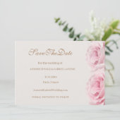 赤面ピンクローズアイボリー金ゴールド保存日結婚付 招待状 (スタンド正面)