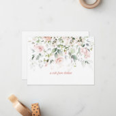 赤面ピンクローズアンドセージグリーンリーノートカード ノートカード (正面/裏面インサイチュ)