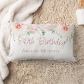 赤面ピンクローズアンドダリア80誕生日 ランバークッション (ブランケット)