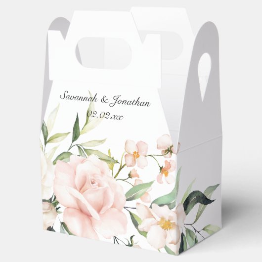 赤面ピンクローズアンドユーカリプスグリーン結婚リー フェイバーボックス (オープン)