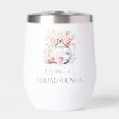 赤面ピンクローズアンドヴィンテージティーポットブライダルシャワー (正面)