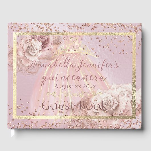 赤面ピンクローズアンド金ゴールドクインセアニラ ゲストブック (正面)