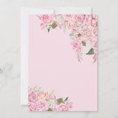 赤面ピンクローズアンド金ゴールドティアラフローラキンセアニェラ 招待状 (裏面)