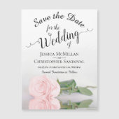 赤面ピンクローズウェディングデイトマグネットを保存 (正面)