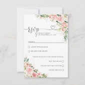 赤面ピンクローズウェディングRSVPカード 出欠カード (正面)