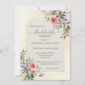 赤面ピンクローズウォーターカラーバチェロレッテ週末 招待状 (正面)