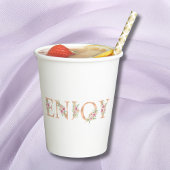 赤面ピンクローズウォーターカラーフローラベビーシャワー 紙コップ