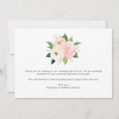 赤面ピンクローズウォーターカラーボタニッ結婚クス サンキューカード (裏面)