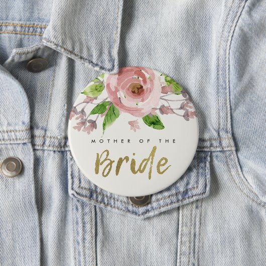 赤面ピンクローズウォーターフローラ母の花嫁 缶バッジ (インサイチュ)