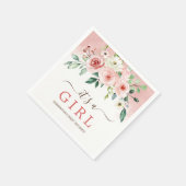 赤面ピンクローズウォーター色ガールベビーシャワー スタンダードカクテルナプキン (角)