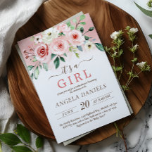 赤面ピンクローズウォーター色ガールベビーシャワー