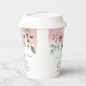 赤面ピンクローズウォーター色ガールベビーシャワー 紙コップ (左)