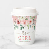 赤面ピンクローズウォーター色ガールベビーシャワー 紙コップ (裏面)