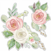 赤面ピンクローズウォーター色フローラと紅葉 シール (正面)