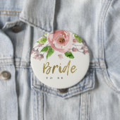 赤面ピンクローズウォーター色フローラ花嫁になる 缶バッジ (インサイチュ)