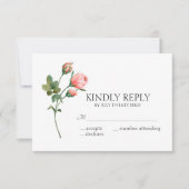 赤面ピンクローズエレガントなフローラ 出欠カード (正面)