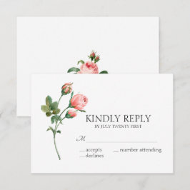 赤面ピンクローズエレガントなフローラ 出欠カード