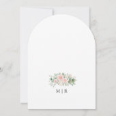 赤面ピンクローズエレガントフローラ結婚アーチ 招待状 (裏面)