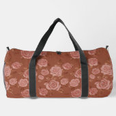 赤面ピンクローズオンブラウンレザールック ダッフルバッグ (裏面)