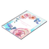赤面ピンクローズオンブルーカスタム ノートブック (左側)