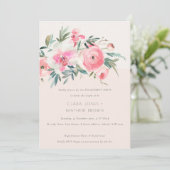 赤面ピンクローズオーキッドウォーターカラーフローラ婚約 招待状 (スタンド正面)