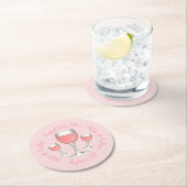 赤面ピンクローズオールデイロゼワインブライダルシャワー ラウンドペーパーコースター (インサイチュ)