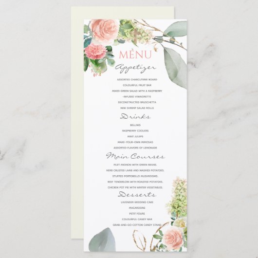 赤面ピンクローズガールバプティスメニュー メニュー (正面/裏面)