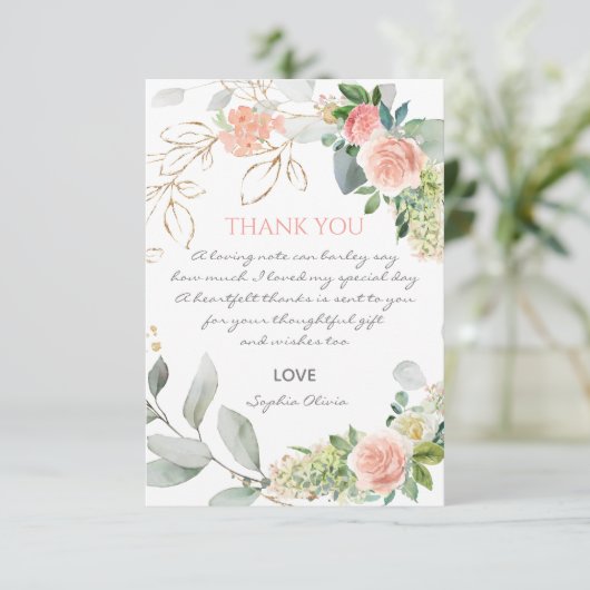 赤面ピンクローズガールバプテスマサンキューカード サンキューカード (スタンド正面)