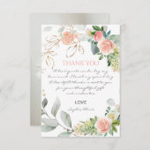 赤面ピンクローズガールバプテスマサンキューカード サンキューカード (正面/裏面)