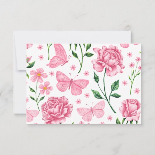 赤面ピンクローズキンセアニラレスポンスカード 出欠カード (裏面)