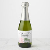 赤面ピンクローズクラッシー結婚ズサンキューミニ スパークリングワインラベル (正面)