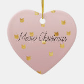 赤面ピンクローズグラデーション金ゴールドネコ セラミックオーナメント (正面)