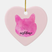 赤面ピンクローズグラデーション金ゴールドネコ セラミックオーナメント (裏面)