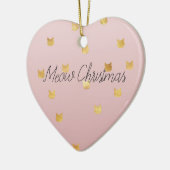 赤面ピンクローズグラデーション金ゴールドネコ セラミックオーナメント (左)