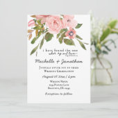 赤面ピンクローズグリーンリーフローラクリスチャン結婚ズ 招待状 (スタンド正面)