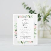 赤面ピンクローズグリーンリーブライダルシャワー招待 (スタンド正面)