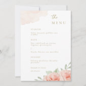 赤面ピンクローズグリーン離れエレガントウェディングメニュー 招待状 (正面)