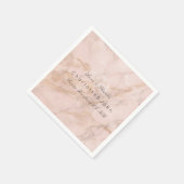 赤面ピンクローズコーラル金ゴールドホワイトグレーマーブルパーティー スタンダードカクテルナプキン (角)