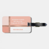 赤面ピンクローズゴールドフォイルストライプカラーブロック ラゲッジタグ (裏面横)