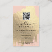 赤面ピンクローズゴールドフォイルブラシストロークQRコード 名刺 (裏面)