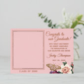 赤面ピンクローズゴールドフォイル卒業発表 箔招待状 (立ち正面)