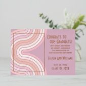 赤面ピンクローズゴールドフォイル卒業発表 箔招待状 (立ち正面)