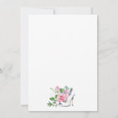 赤面ピンクローズサテンハイヒールブライダルシャワー 招待状 (裏面)