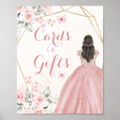 赤面ピンクローズジオメトリッククインセアニラカードギフト ポスター (正面)
