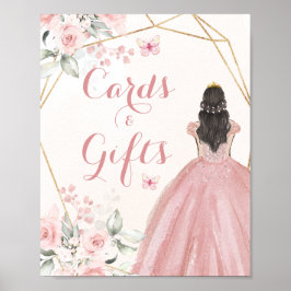 赤面ピンクローズジオメトリッククインセアニラカードギフト ポスター