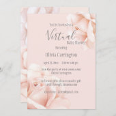 赤面ピンクローズスクリプトベビーシャワーbyバーチャル 招待状 (正面/裏面)