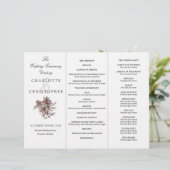 赤面ピンクローズトリフォールド結婚式プログラム (スタンド正面)