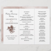 赤面ピンクローズトリフォールド結婚式プログラム (正面/裏面)