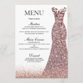 赤面ピンクローズドレスバースデーパーティーブライダルシャワー メニュー (正面)