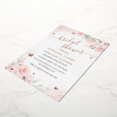 赤面ピンクローズバタフライフローラブライダルシャワー 箔招待状 (回転した状態)